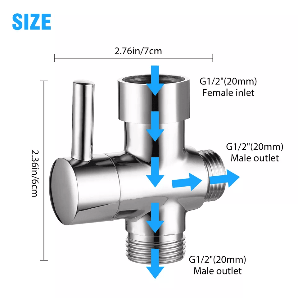 Shower Head Diverter Valve 3Way TAdapter With Water Splitter Tap Switch Universal Connection For Fi 7
