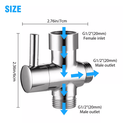 Shower Head Diverter Valve 3Way TAdapter With Water Splitter Tap Switch Universal Connection For Fi 7