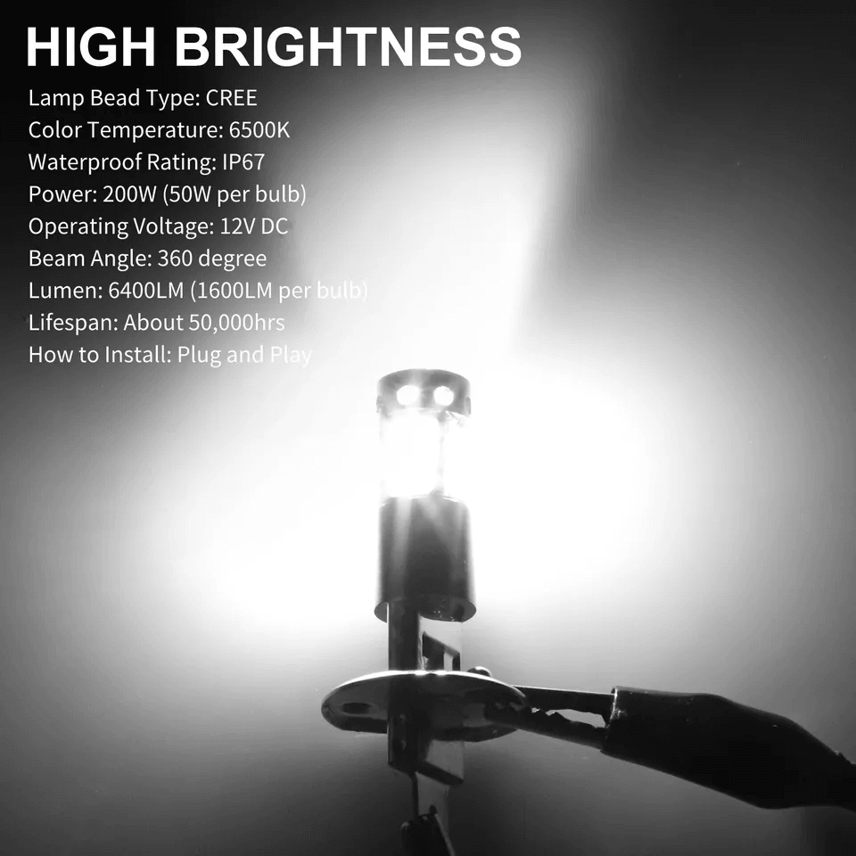 LED Fog Light Bulbs Super Bright 6500K White Driving Lamps 1