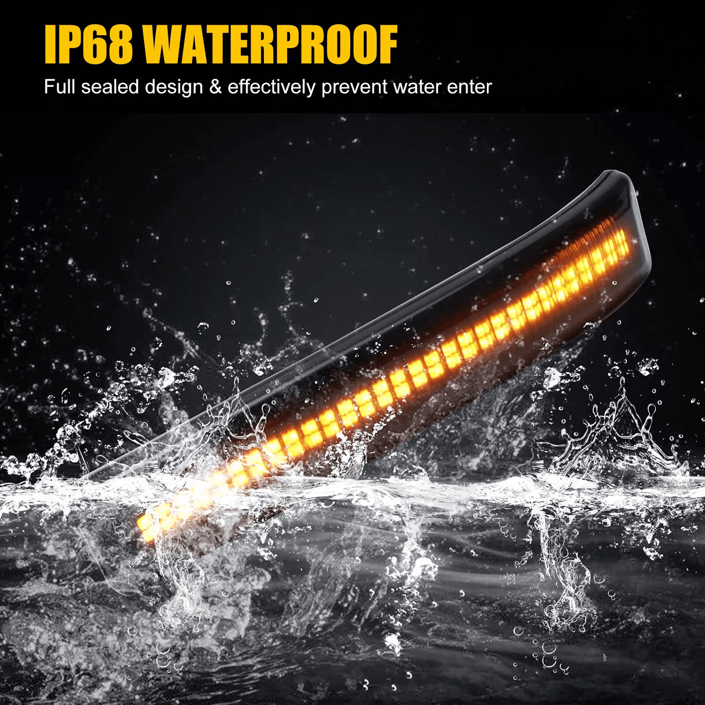 Sequential LED Side Mirror Turn Signal Light For Ford F150 Raptor Smoked Lens Amber SMD Lights Wate 2