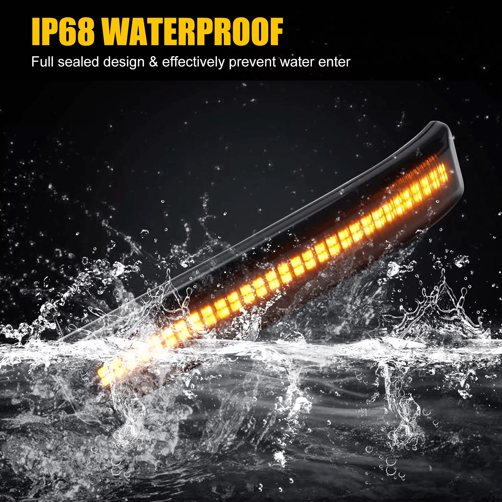 Sequential LED Side Mirror Turn Signal Light For Ford F150 Raptor Smoked Lens Amber SMD Lights Wate 2