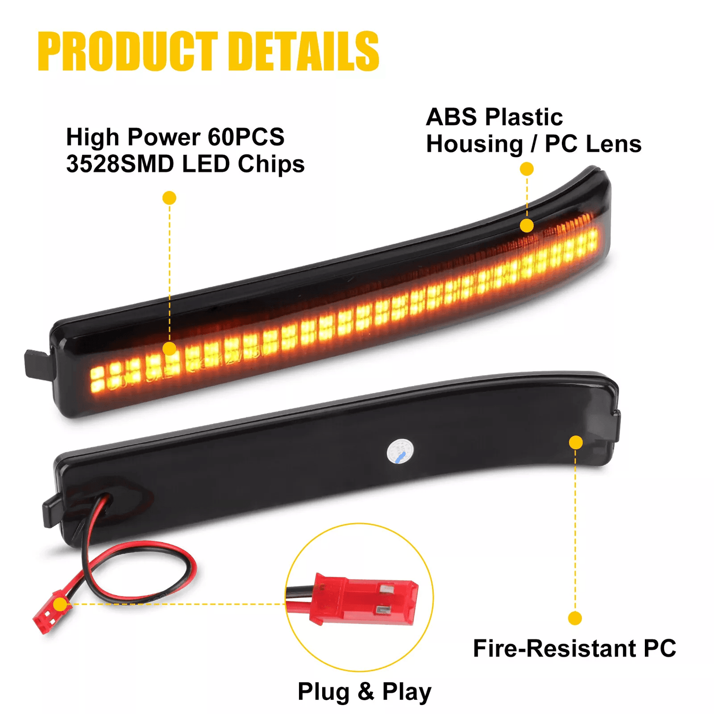 Sequential LED Side Mirror Turn Signal Light For Ford F150 Raptor Smoked Lens Amber SMD Lights Wate 4