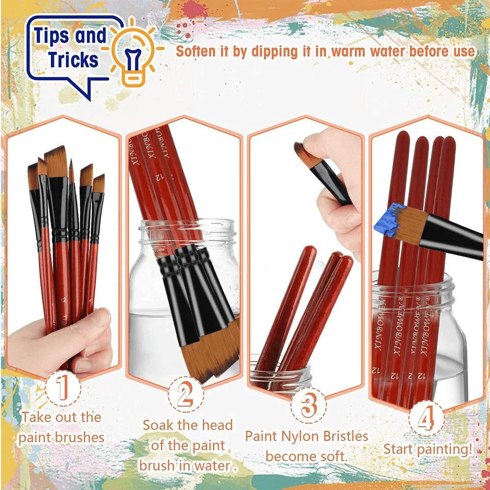 Professional Paint Brush Set For Acrylic Oil Watercolour  Art Projects 3