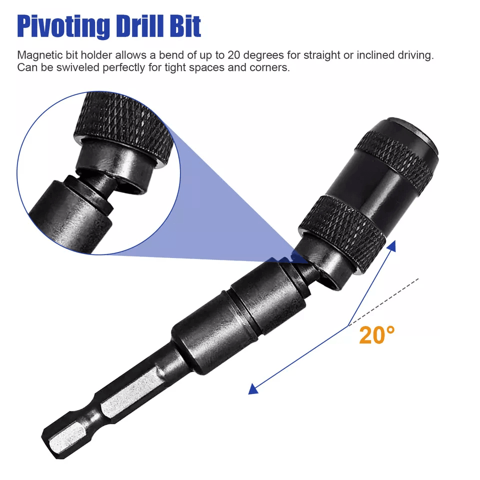 Magnetic Swivel Bit Tip Holder Shank Impact Pivoting Drill Accessory Hex QuickChange Adapter For Co 7