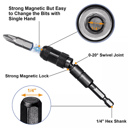 Magnetic Swivel Bit Tip Holder Shank Impact Pivoting Drill Accessory Hex QuickChange Adapter For Co 8