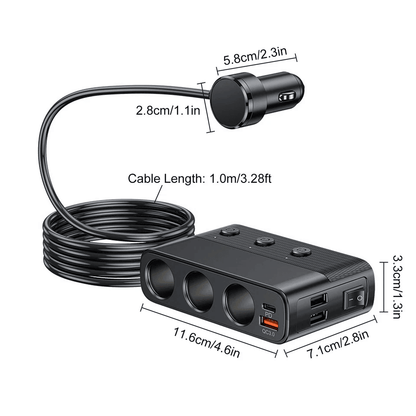 Car Cigarette Lighter Socket Splitter Power Adapter With Quick Charge USB Ports 5