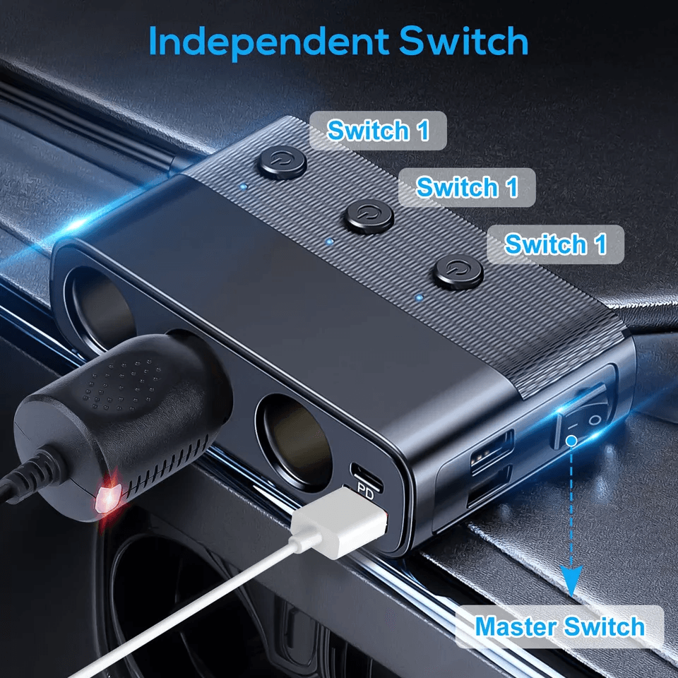 Car Cigarette Lighter Socket Splitter Power Adapter With Quick Charge USB Ports 4