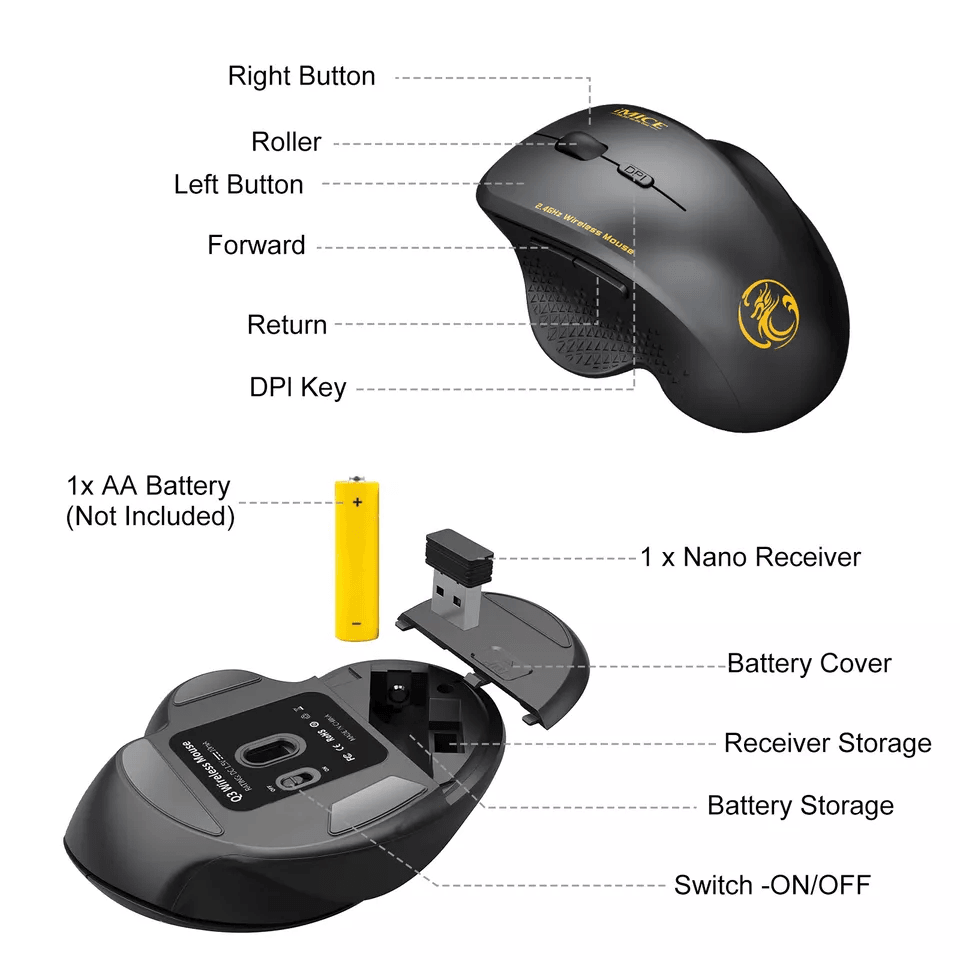 Wireless Optical Mice PC Gaming Mouse With Buttons  USB Receiver Silent Ergonomic Design For Laptop 4