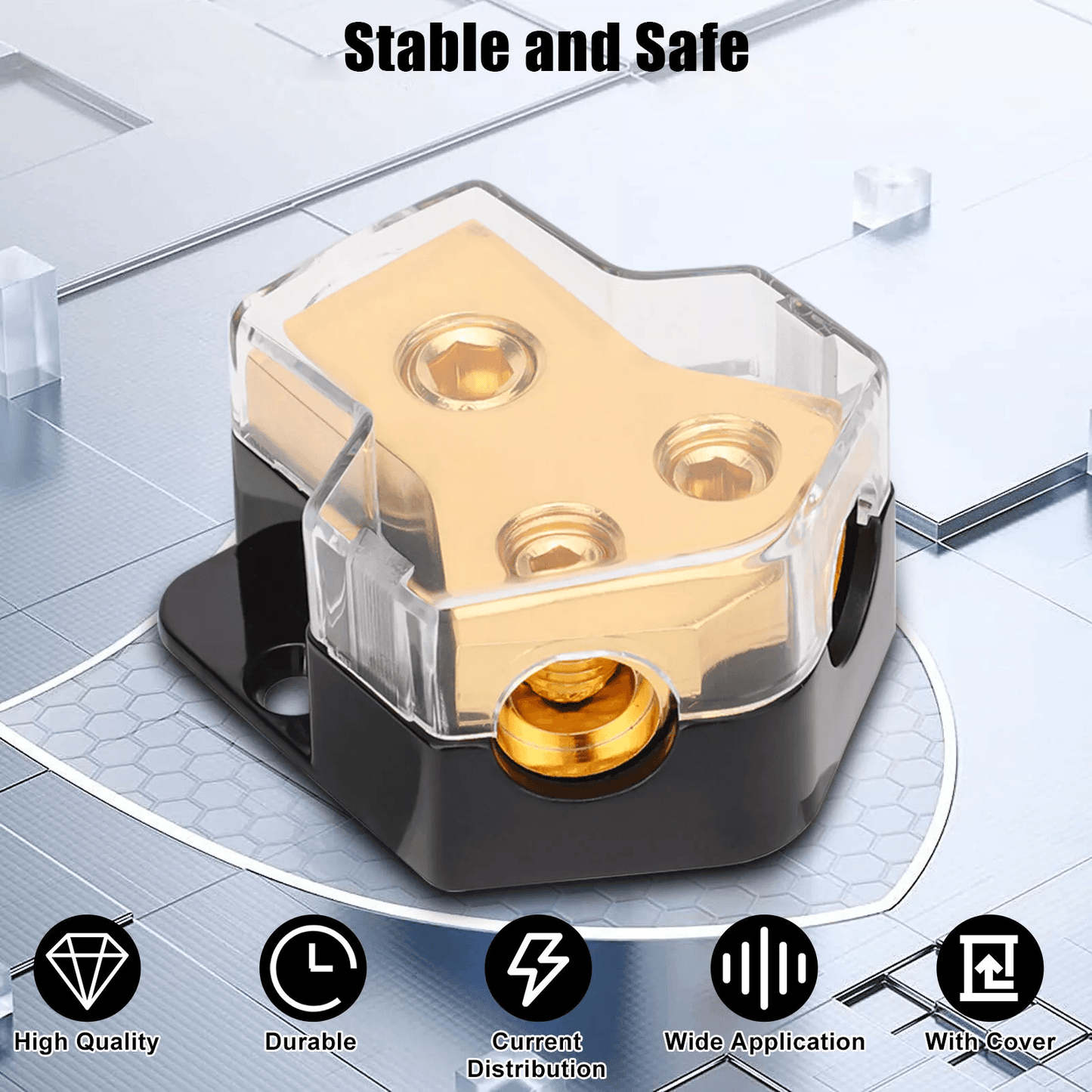 Car Audio Splitter Amp Power Distribution Block 024 Gauge In 468 Gauge Out 2Way Ground Terminal For 3