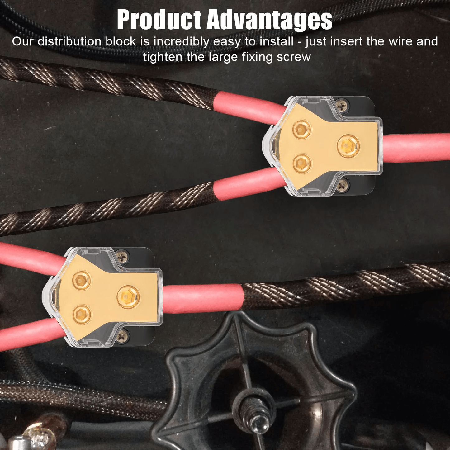 Car Audio Splitter Amp Power Distribution Block 024 Gauge In 468 Gauge Out 2Way Ground Terminal For 4