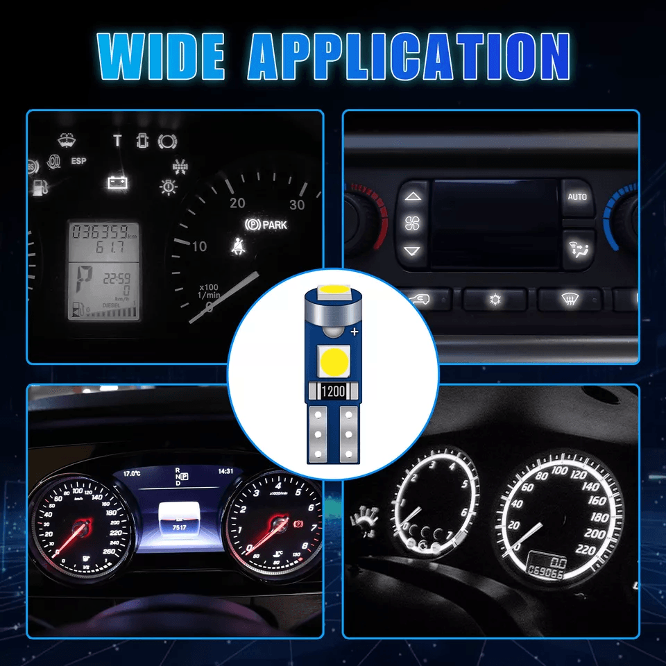 White SMD LED Instrument Panel Dash  Gauge Light Bulbs Set With Sockets Cluster Bulbs For Car Inter 1