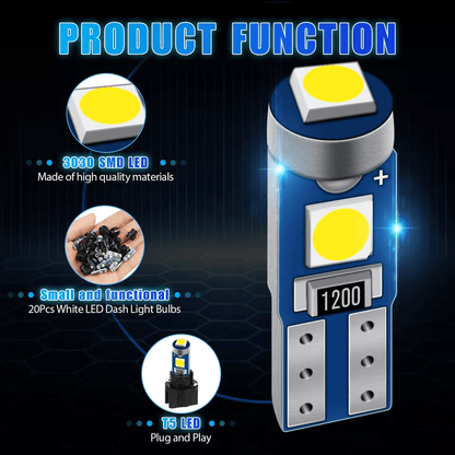 White SMD LED Instrument Panel Dash  Gauge Light Bulbs Set With Sockets Cluster Bulbs For Car Inter 4