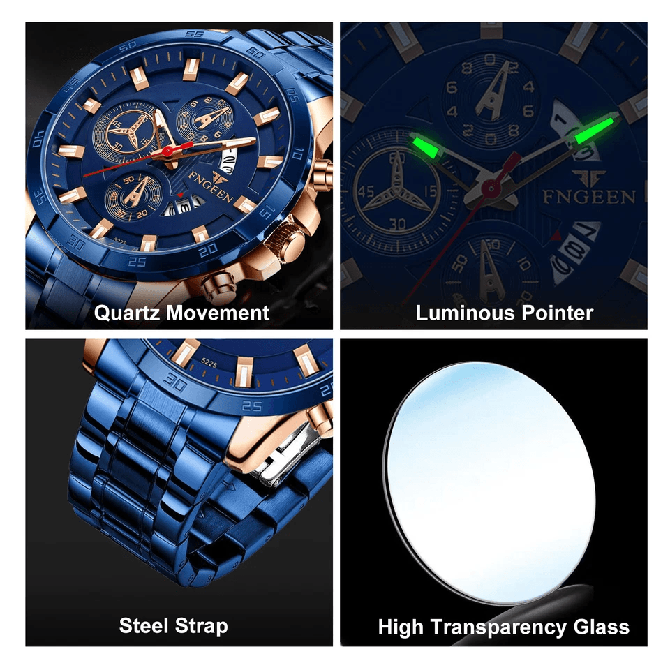 Waterproof Men Watch Stainless Steel Quartz Classic Business Luminous Wristwatch Water Resistant Dr 3