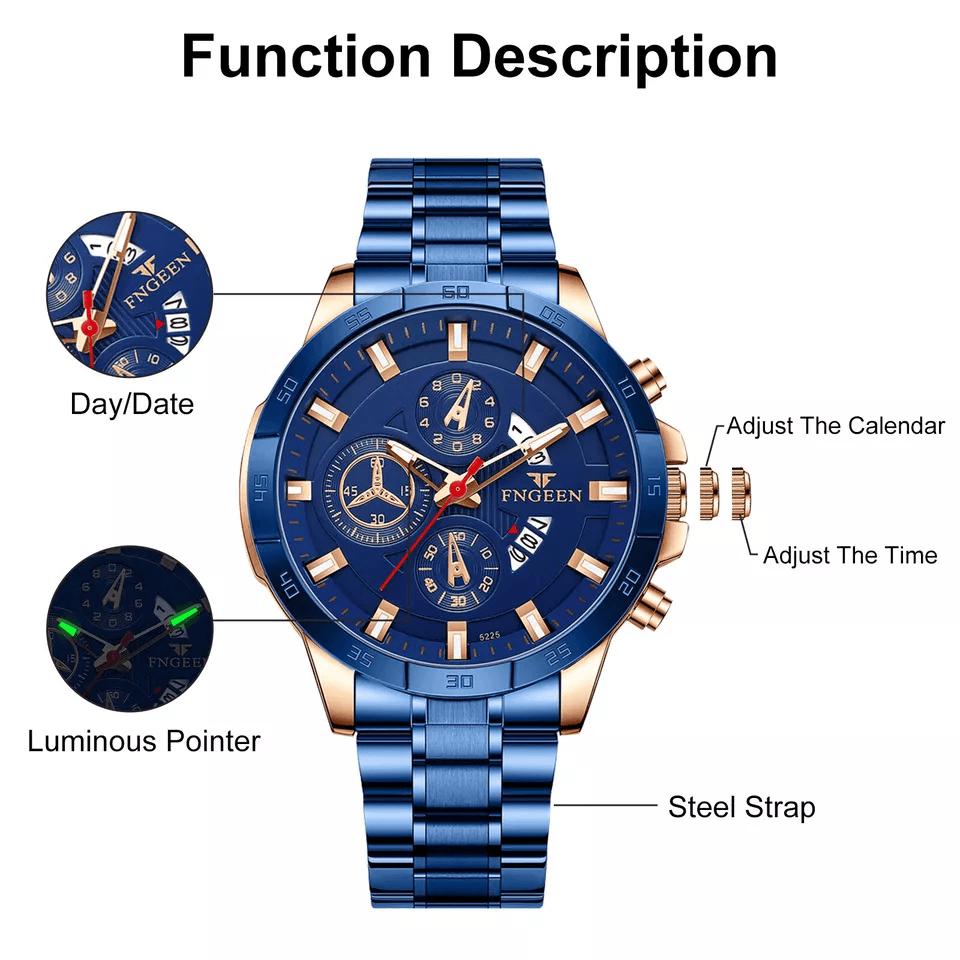 Waterproof Men Watch Stainless Steel Quartz Classic Business Luminous Wristwatch Water Resistant Dr 5