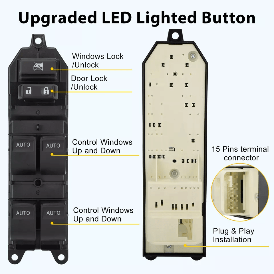 LED Power Window Switch Driver Side Fit For Toyota Tundra Auto Up Down Function Durable ABS OEM Rep 4