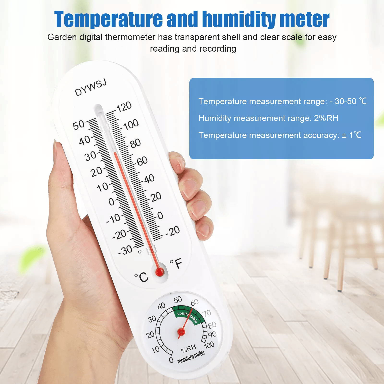 3Pcs Wall Thermometer Indoor Outdoor Yard Garden Greenhouse Home Humidity Meter 3