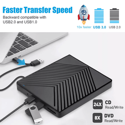 USB External CD DVD Drive Burner Writer For Windows 1011 PC 1