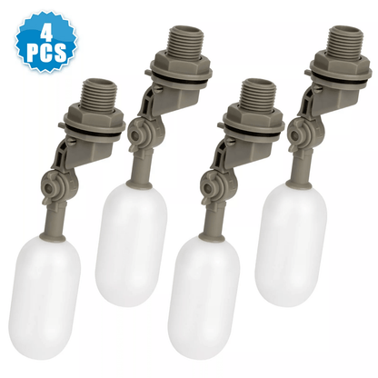4x Water Float Valve Adjustable Arm 1/2" Automatic Fill Stop – Plastic Water Filter Float Valve for Tanks & Coolers