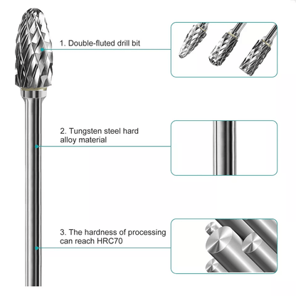 Tungsten Carbide Rotary Burr Set Shank Die Grinder Carving Bits Kit 1