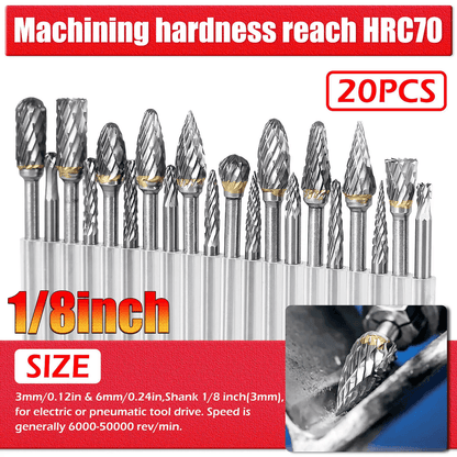 Tungsten Carbide Rotary Burr Set, Shank Die Grinder Carving Bits Kit