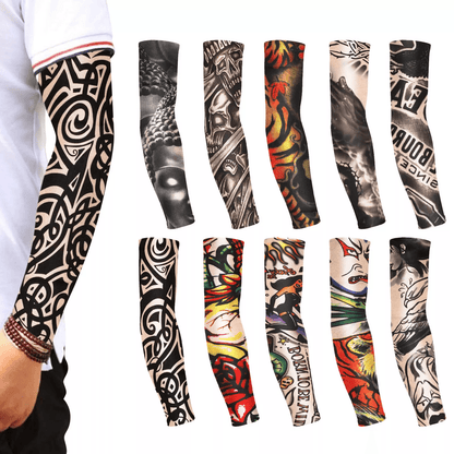 10 PCS Tattoo Cooling Arm Sleeves UV Sun Protection for Men & Women – Sports Compression Sleeve for Basketball, Golf, Ru