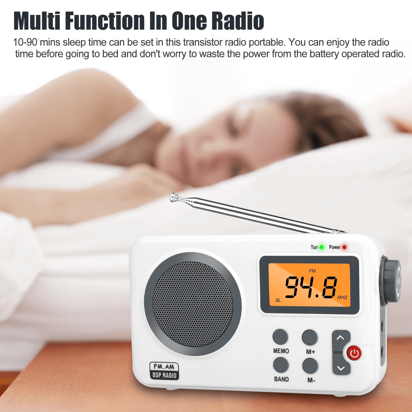 Rechargeable Portable FMAM Radio With Digital LCD Screen Clear Loud Speaker Alarm Clock Sleep Timer 4