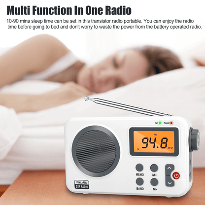 Rechargeable Portable FMAM Radio With Digital LCD Screen Clear Loud Speaker Alarm Clock Sleep Timer 4
