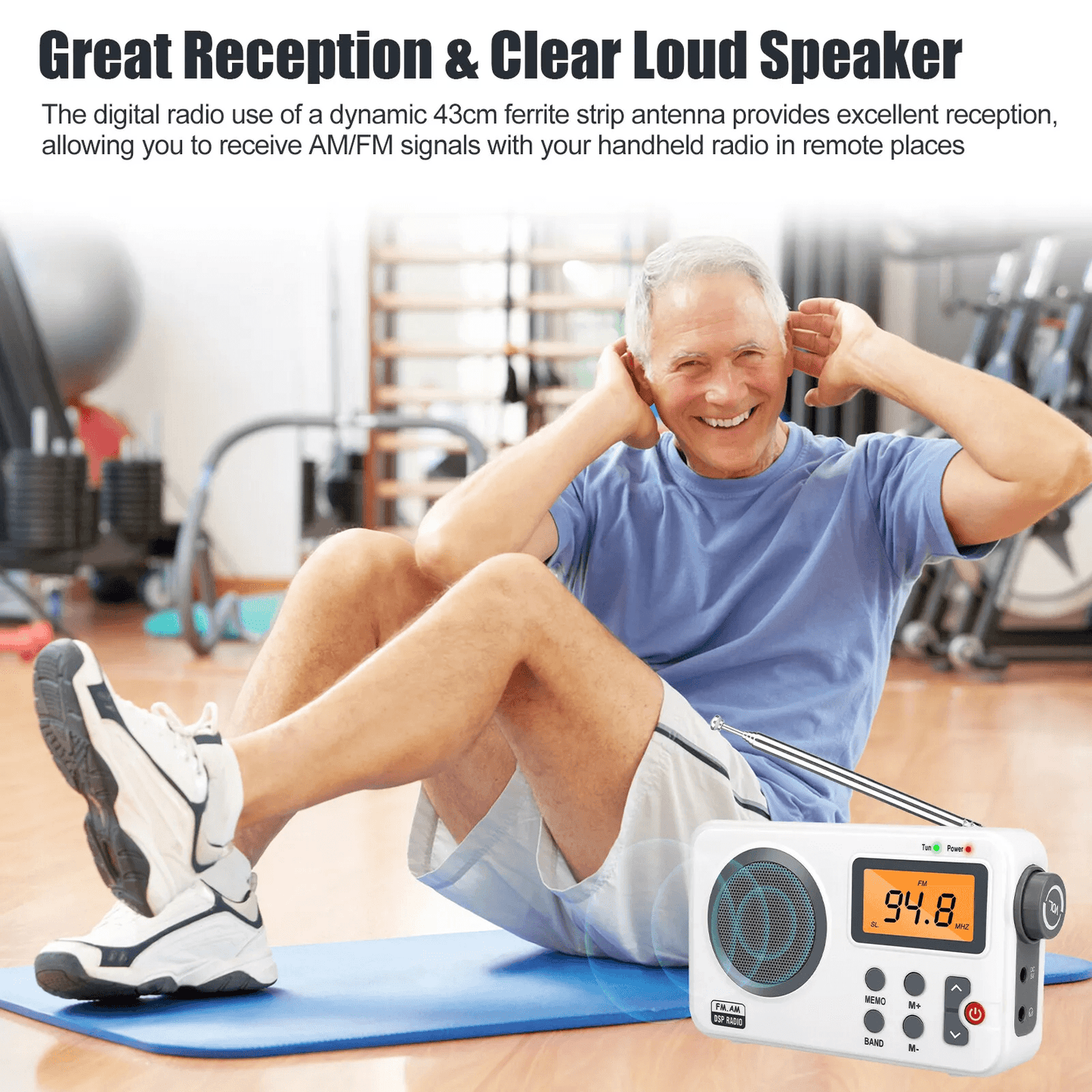 Rechargeable Portable FMAM Radio With Digital LCD Screen Clear Loud Speaker Alarm Clock Sleep Timer 5