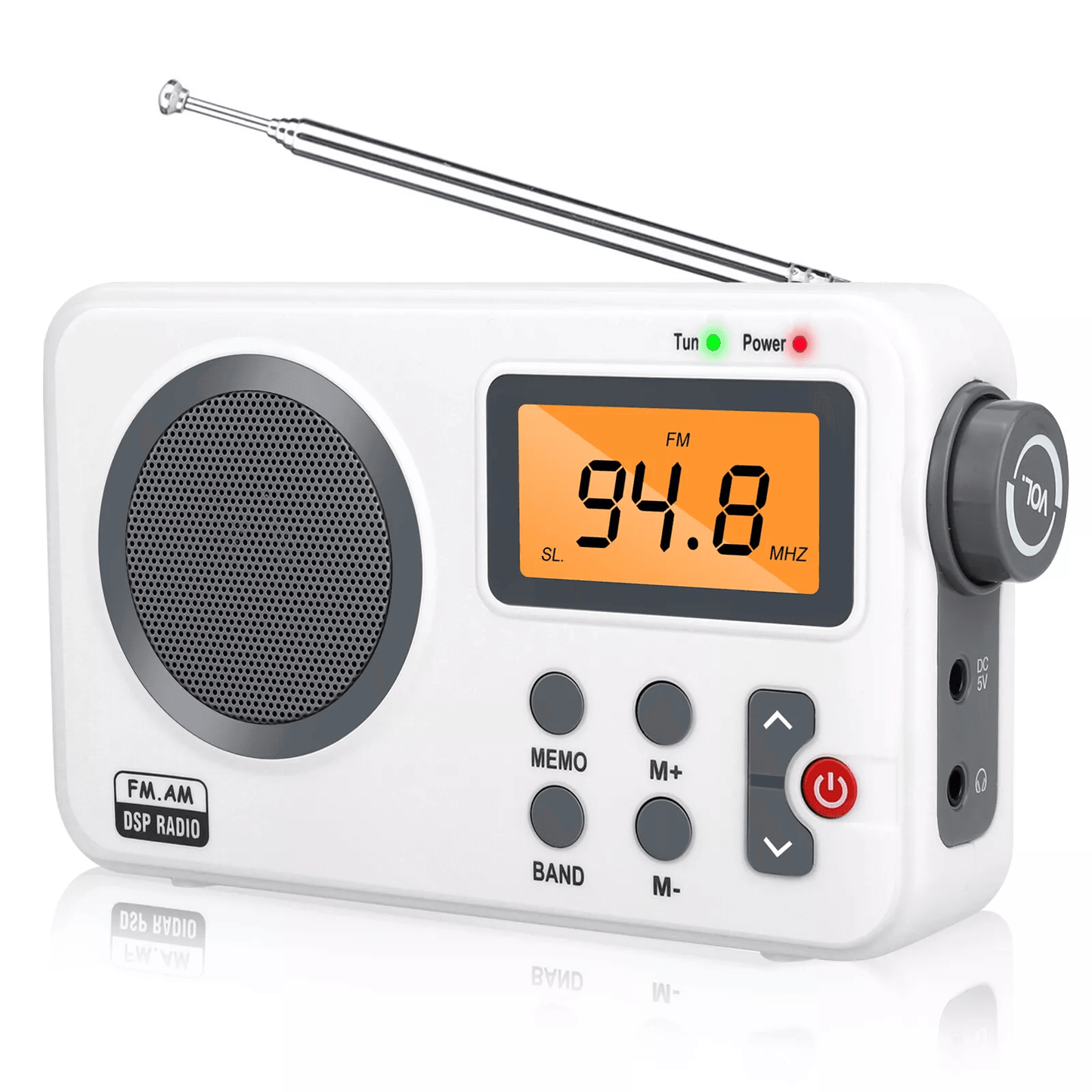 Rechargeable Portable FM/AM Radio with Digital LCD Screen, Clear Loud Speaker, Alarm Clock, Sleep Timer, Headphone Jack,