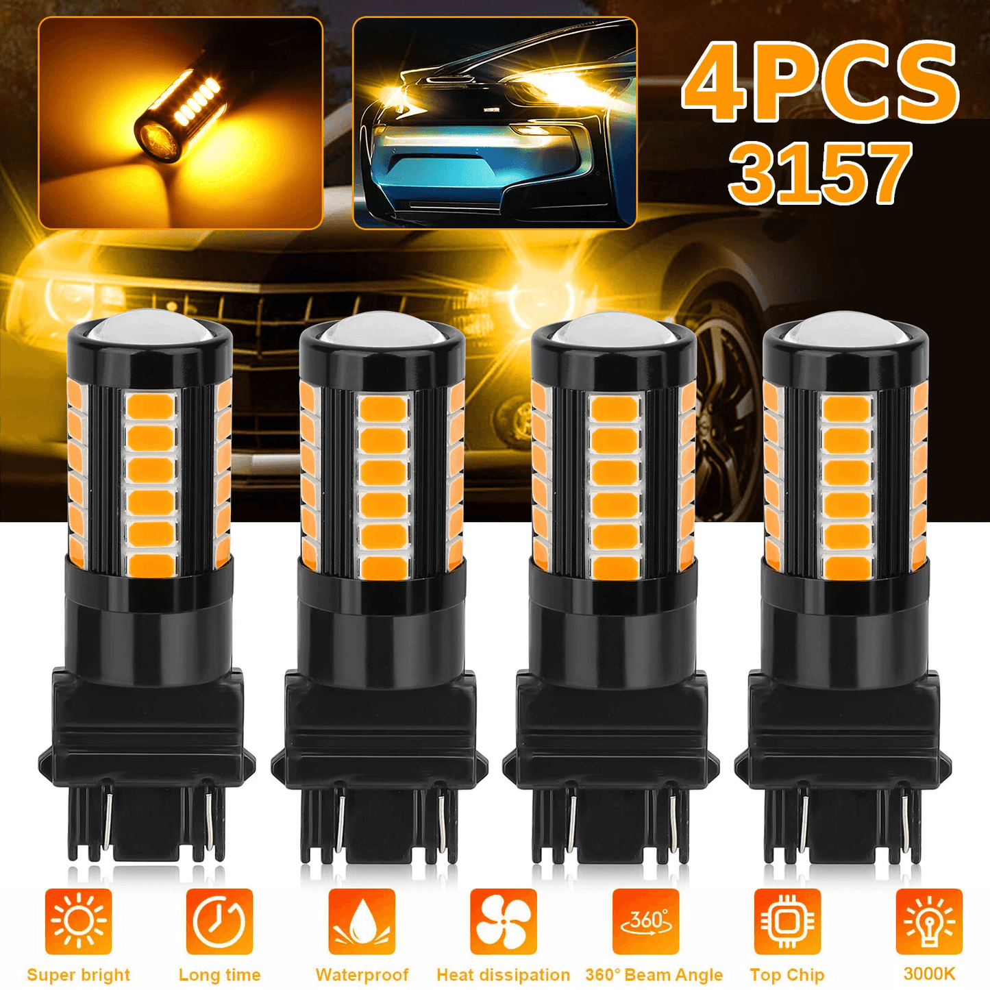 For Ford Super Duty LED Bulbs Amber 33 SMD Turn Signal Light Upgrade