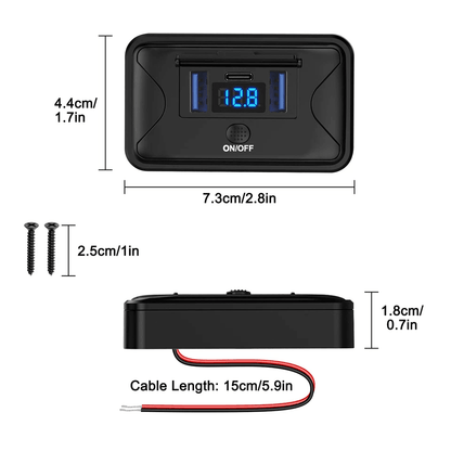 Dual USB QC  PD Car Charger Socket With OnOff Switch Fast Charging Power Outlet For Car RV Boat 5