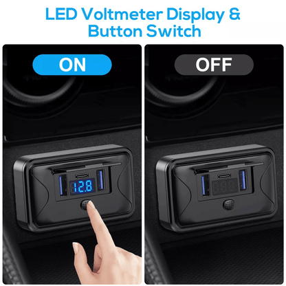Dual USB QC  PD Car Charger Socket With OnOff Switch Fast Charging Power Outlet For Car RV Boat 2