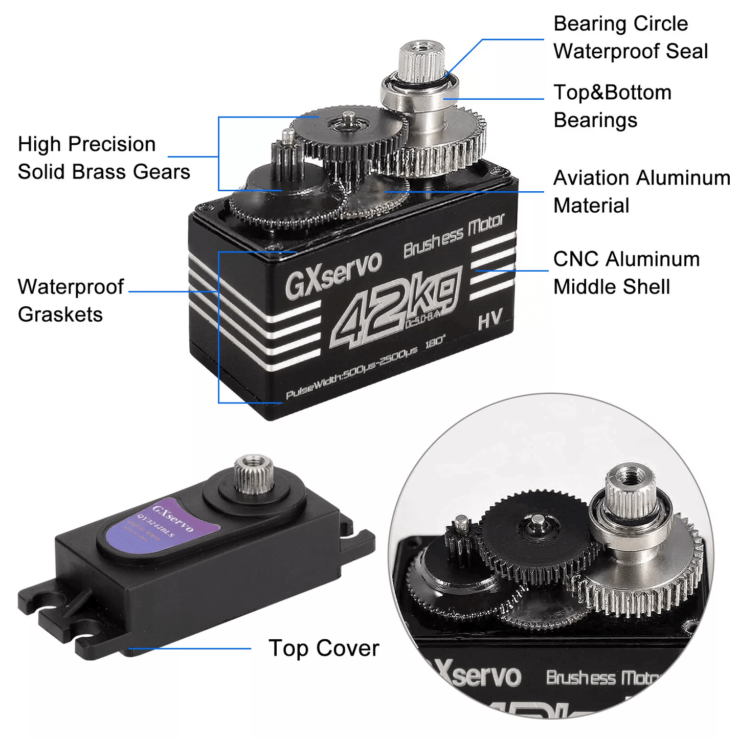42KG Metal Gear Waterproof Digital Servo High Torque  Speed Brushless Motor For 18 110 RC Car Truck 3