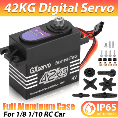 42KG Metal Gear Waterproof Digital Servo High Torque & Speed Brushless Motor for 1/8 1/10 RC Car Truck Boat Robot