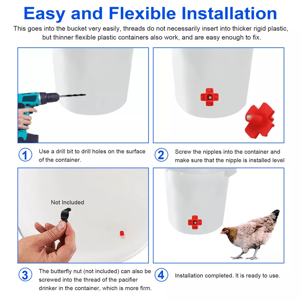 Chicken Nipples Automatic Poultry Waterer Drinker For Hen Duck Quail 2