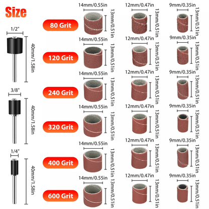 384PCS Sanding Drum Kit For Dremel Rotary Tool Nail Drill Bits Set With Mandrels Polishing Accessor 1