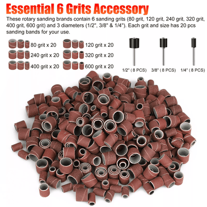 384PCS Sanding Drum Kit For Dremel Rotary Tool Nail Drill Bits Set With Mandrels Polishing Accessor 2