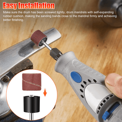384PCS Sanding Drum Kit For Dremel Rotary Tool Nail Drill Bits Set With Mandrels Polishing Accessor 3