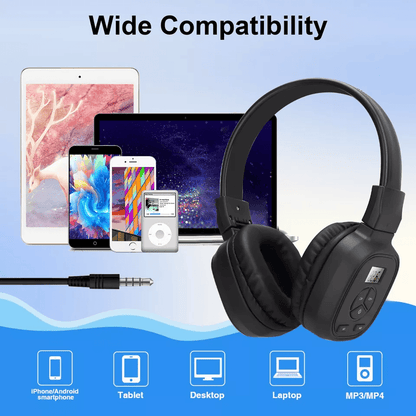 Portable FM Radio Wireless Headphones OverEar Stereo Foldable Headset Receiver 3