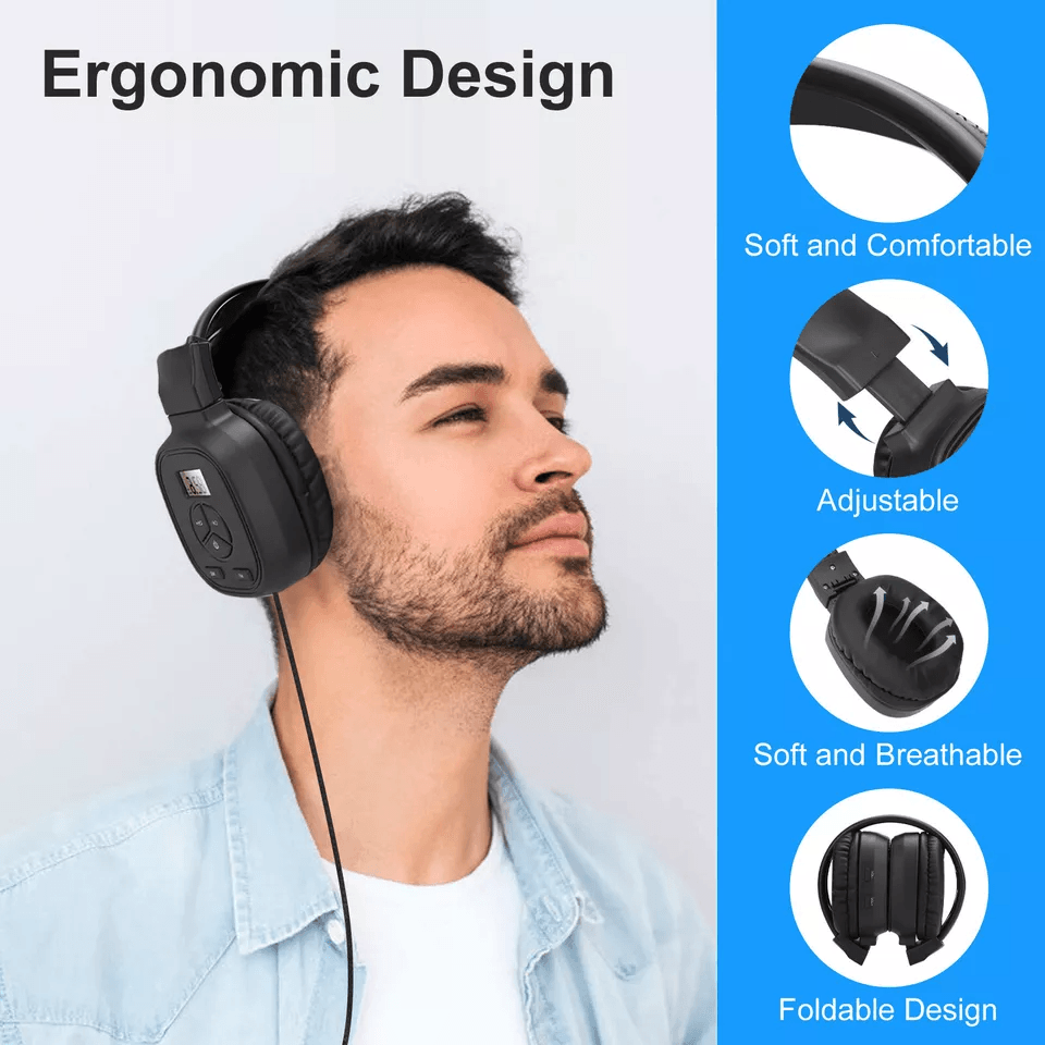 Portable FM Radio Wireless Headphones OverEar Stereo Foldable Headset Receiver 4