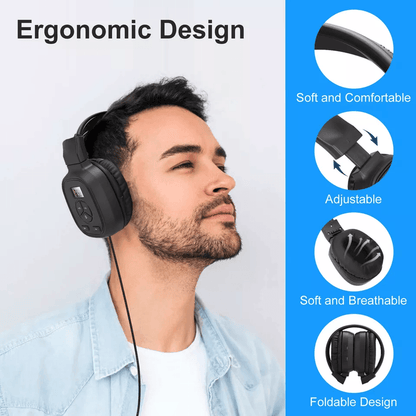 Portable FM Radio Wireless Headphones OverEar Stereo Foldable Headset Receiver 4