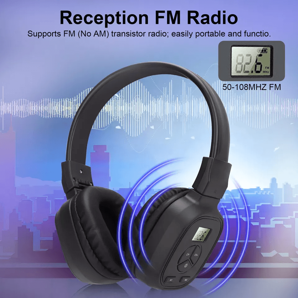 Portable FM Radio Wireless Headphones OverEar Stereo Foldable Headset Receiver 5