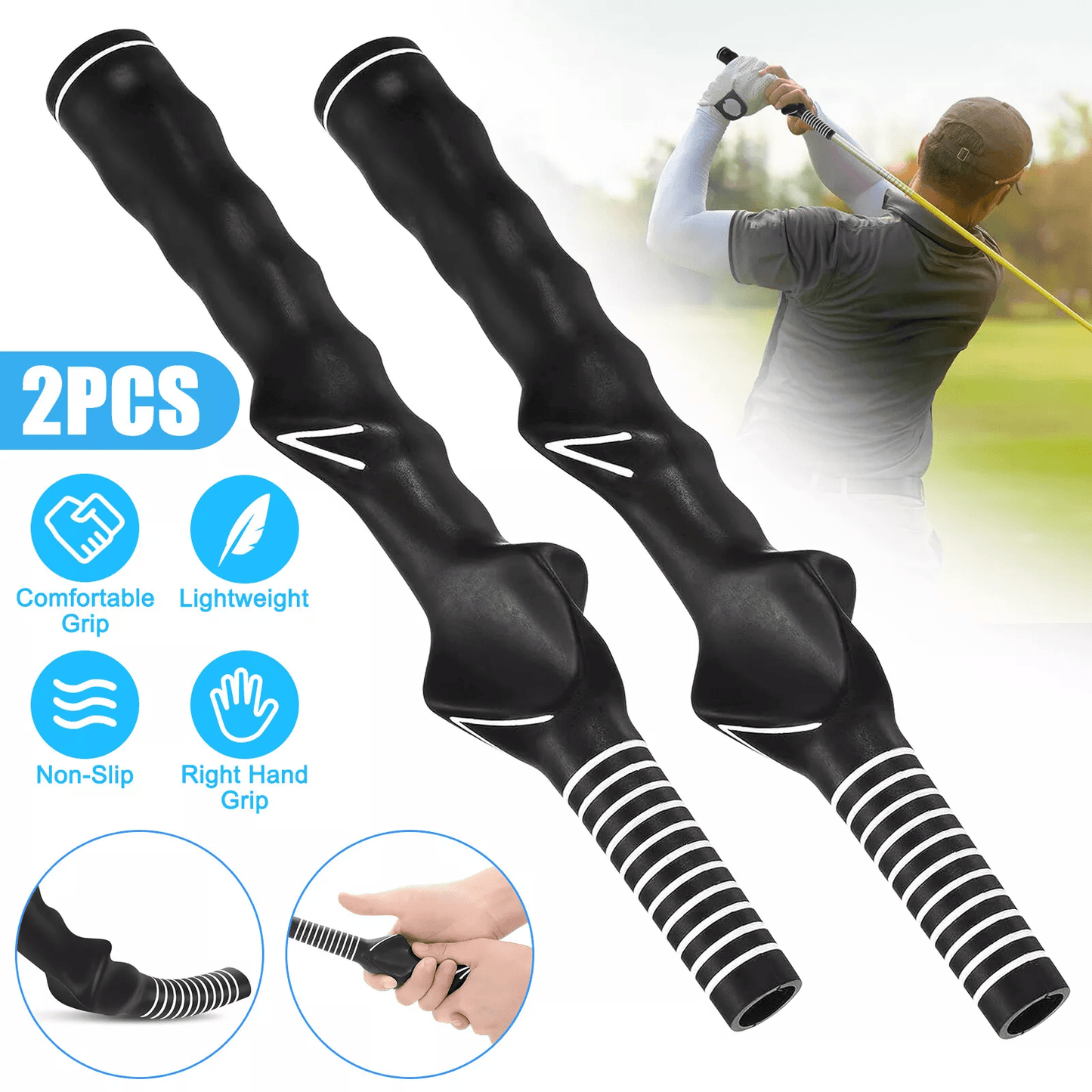 Right Hand Golf Swing Training Grip, Teaching Aid for Beginners & Instructors
