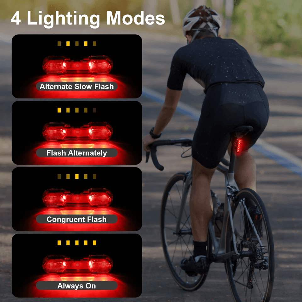 USB Rechargeable LED Bike Tail Light Rear Safety Warning Cycling Lamp Set 3