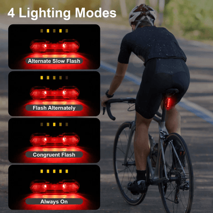 USB Rechargeable LED Bike Tail Light Rear Safety Warning Cycling Lamp Set 3