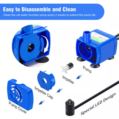 USB Rechargeable Pet Water Dispenser Pump With LED Light  Silent Cat Drinking Fountain Motor For Fr 5