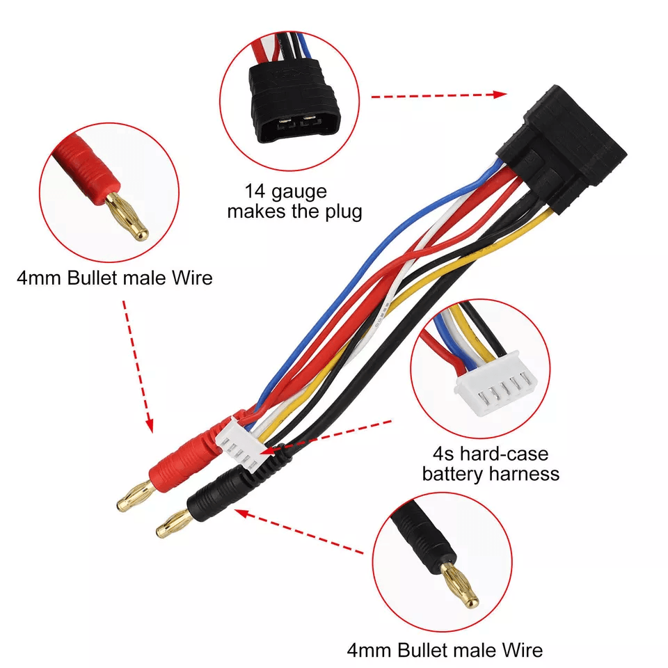 RC Lipo Battery Cable Adapter Bullet Connector For Traxxas TRX Scale RC Car Models 2