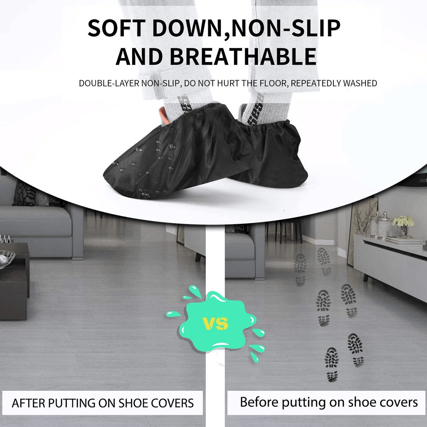 2 Pairs Waterproof Shoe Covers Washable Reusable Overshoes With Non Slip Sole For Indoor Outdoor Us 4