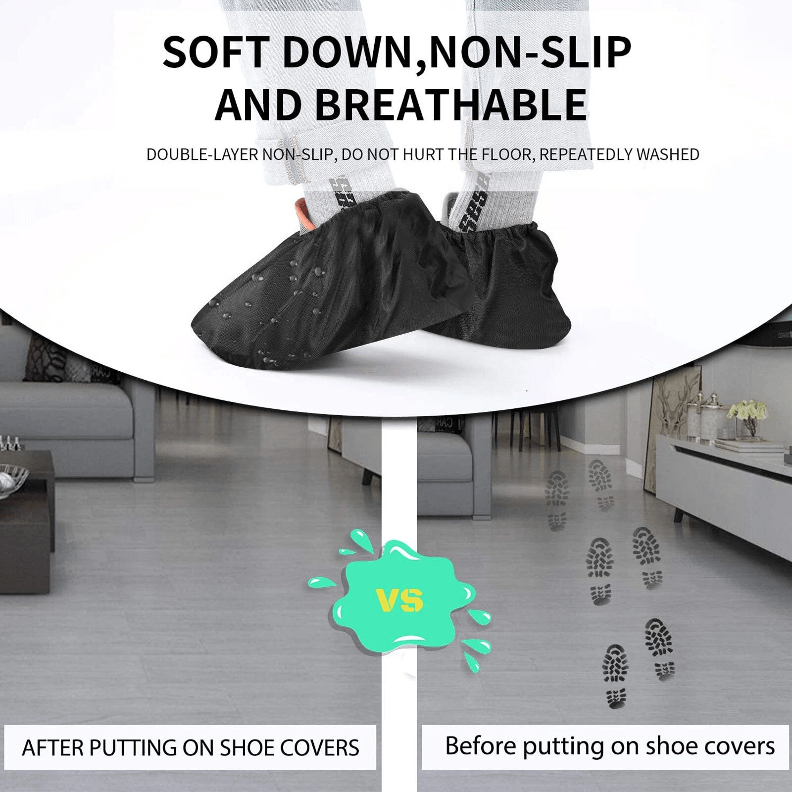 2 Pairs Waterproof Shoe Covers Washable Reusable Overshoes With Non Slip Sole For Indoor Outdoor Us 4