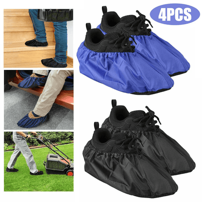 2 Pairs Waterproof Shoe Covers Washable Reusable Overshoes with Non Slip Sole for Indoor Outdoor Use, Fits